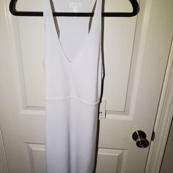 Leith Womens Dress White M Stretch Body Con Mini Racerback Tank Dress New - Picture 3 of 7